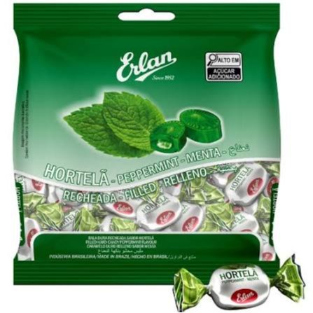 Bala erlan mastigavel hortelã 500g
