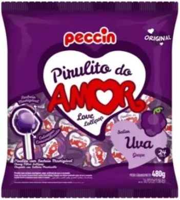 Pirulito peccin maçã do amor sabor uva